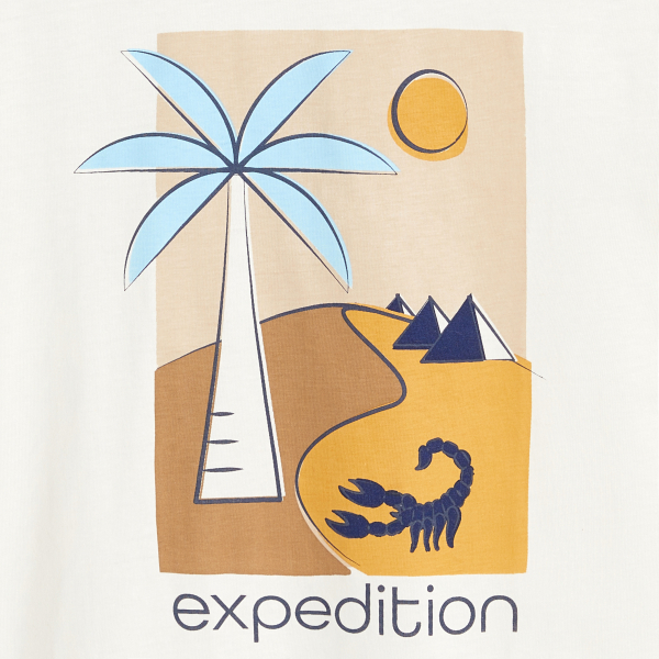 تيشيرت مزين برسمة باللون الأبيض للأولاد